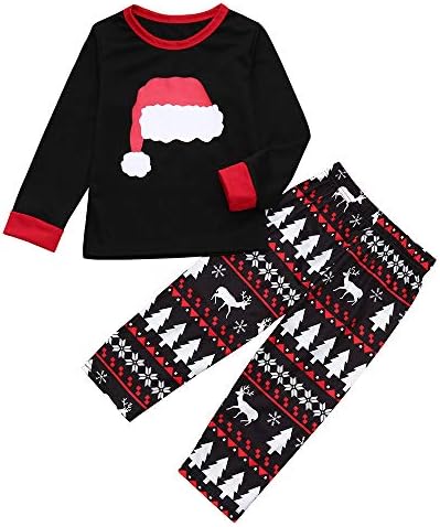 Holiday Family Matching Xmas Pajamas Set - Men Women Mon Dad Boy Girl Kids Sleepwear Christmas Hat Pattern Soft PJ Sets
