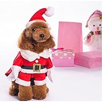 NACOCO Pet Christmas Costumes Dog Suit with Cap Santa Claus Suit Dog Hoodies Cat Xmas Costumes (Red, XL)