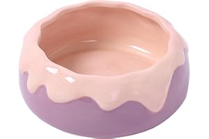 tafit Guinea Pig Food Bowl Hamster Ceramic Water Dish Anti-Spill & Prevent Tipping Rabbit Feeding Bowl for Guinea Pig, Syrian Hamster, Bunny, Rat, Chinchilla, Squirrel, Small Animals (Pink+Purple)