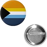 Demi AroAce Orange Blue Aro Ace Pride Flag Pin 2.25” Round Circle Shape Metal Button Pin Badge Pinback 2.25 inch Pin 57 mm 5.7 cm