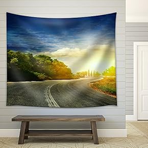 The Road in The Mountains to The Sea - Fabric Wall Tapestry Home Decor - 51x60 inches