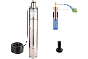 SHYLIYU 1/2HP Stainless Steel 4" OD Pipe Submersible Bore Pump 1inch Outlet Water Pump 86M Head Deep Well Pump Screw Submersible Water Pump for Industrial and Home Use