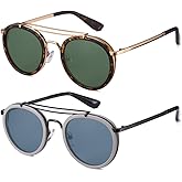 2020 VentiVenti Vintage Steampunk Double Bridge Round Polarized Sunglasses Designer Metal Frame For Women Men