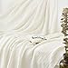 Longhui bedding Pure White Cotton Cable Knit Throw Blanket for Couch Chair Sofa,Soft Cozy Home Decorative Blankets for All Seasons, 50 x 60 Inch Gift a Washing Bag,2.2 pounds Silk Bow Tie Package