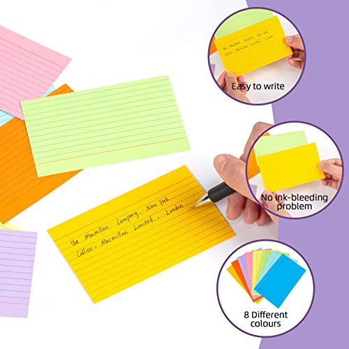 Koogel Revision Cards Bulk, 272PCS Colourful Flash Cards Index Cards Ruled Notecards with Tab 7.5cm x 12.5cm for Learning Note Taking to Do List