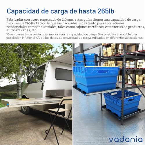 VADANIA Heavy Duty Lockable Drawer Slides 700mm #D53 | 53mm width, load up to 90kg, total extension 3 spans, ball bearings, side mount, 1 pair
