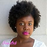 SinoArt Afro Kinky Curly Short Wig 100% Brazilian Remy Human Hair 130% Density Short Full Wig for Women (Natural Black)