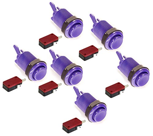 American Style 28mm Standard Arcade Push Button 6 Pack Purple With Microswitch by Atomic Market