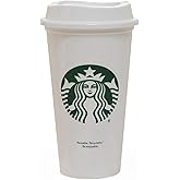 Starbucks White Reusable Travel Mug/Cup/Tumbler Grande Medium, 16oz 473ml