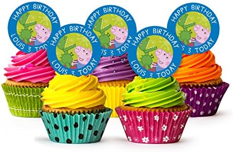 George Pig V2 Stand up Cupcake Toppers, 12 x 5cm, Personalised, Premium Wafer, Edible
