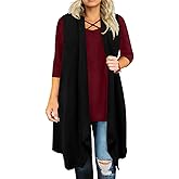 CARCOS Plus Size Cardigan for Women Solid Color/Star/Plaid/Striped Open Front Tops XL-5XL