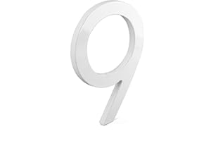 Montague Metal Products MHN-04-F-WE1-9 Solid Brushed Aluminum Modern Floating Address House Numbers, 4", Powder Coated White