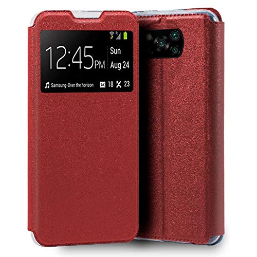 Cool Flip Cover Case for Xiaomi Pocophone X3 / X3 Pro Smooth Red