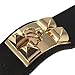 Gold Pyramid Stud European Leather Cuff Bracelet - Black Color