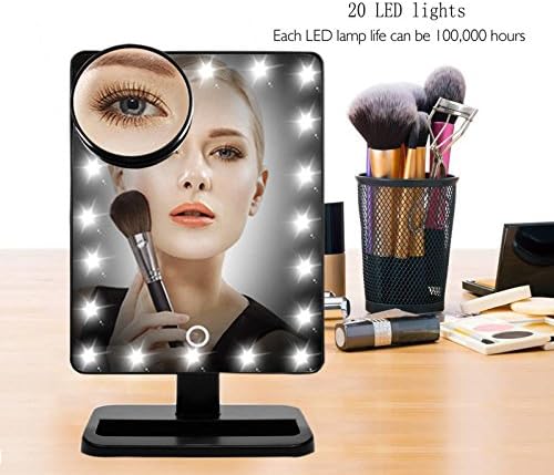 LED Lighted Makeup Mirror, Aooher 12 Inch Large Screen Touch Dimmable and Memory Function LED Lighted Illuminated Movable Vanity Mirror with 10X Magnification Mirror