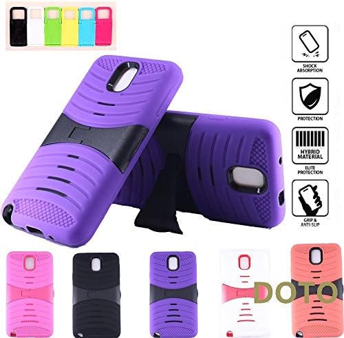 Note 3 Case,Galaxy Note 3 Case [HEAVY DUTY]2 Layers Hybrid Soft Silicone+Hard Plastic anti-skid Shockproof Drop Resistance Protective Case Cover with Kickstand for Samsung Galaxy Note 3 (Purple Black)