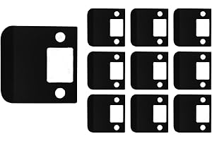 QCAA Solid Brass Extended Lip Strike, 2-1/4''X2-1/4", Matte Black, 10 Pack, Made in Taiwan