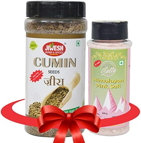 Healthy Planet Combo of 2 (Whole Cumin (Jeera) Seed 200g with Free Himalyan Pink Salt 200g) 400g