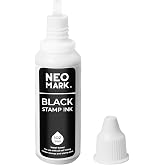 NEO MARK Stamp Ink, Quick-Drying Refill for Self-Inking Stamps, Black 1oz | AP-Certified, Water-Based Ink, Smudge-Resistant, Clear Impressions, Precision Refill Tip, for Date Stamps &amp; Stamp Pads