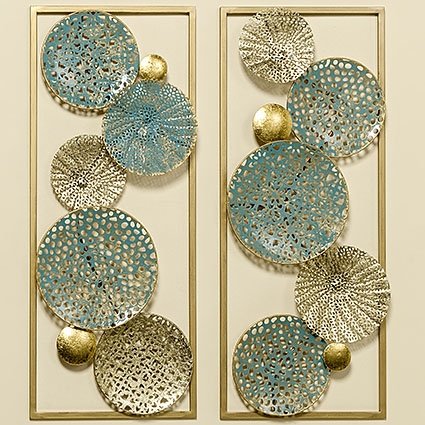 Juego De 2 Adornos De Pared Surtidos Mural Ornamento Decoracion