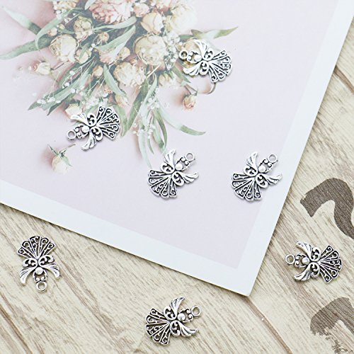 HUELE 50pcs Angel Charms Pendant, Tibetan Silver Guardian Angel for Jewelry Making, 20x14mm - Thumbnail 4