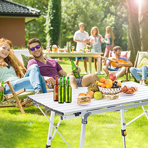 Brace Master Camping Table Folding Portable Aluminum Picnic Table with