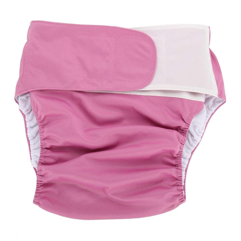 Adult Diaper Pants Incontinence Nappy, Adjustable Washable Dual Opening Pocket Reusable Leakfree Insert Cloth Diapers for Disability Care(Rose)
