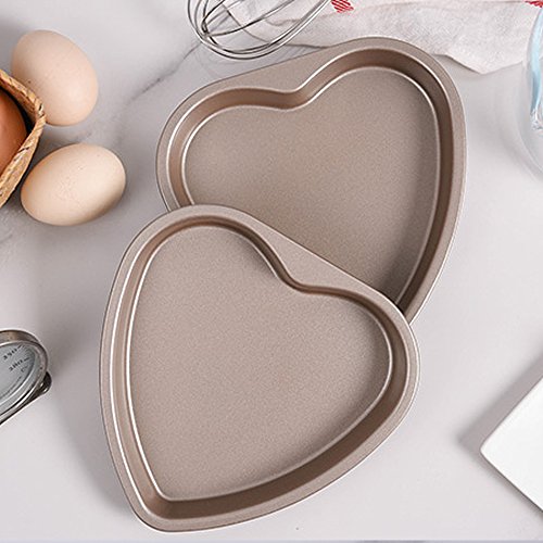 Bakerdream 5 Piece 6 inch Heart Shaped Cake Pan Set Muffin Chocolate Mold Non-Stick Heart Baking Pans (Loving Heart)
