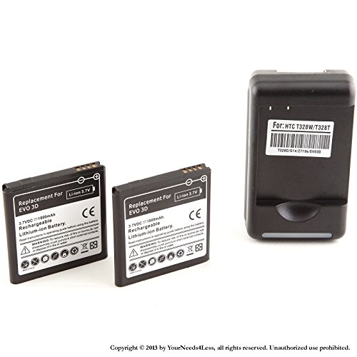 YN4L® 2x 1800mAh battery for HTC Amaze 4G; HTC EVO 3D; HTC EVO V 4G; HTC Sensation XE + Dock Charger