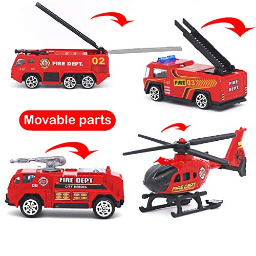 Dreamon Spielzeugautos Feuerwehrauto Fahrzeuge Feuerwehrmann Spielzeug Set Mini Cars für Kinder ab 3 Jahren,6 Pcs – Bild 5