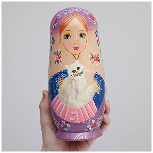 Bits and Pieces - 10 Pc Russian Nesting Dolls - The Cat Ladies-Hand Painted Hand Made Wooden Nesting Dolls Matryoshka Figurines - Set of 10 Dolls from 7.5" Tall - Image 4