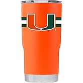 Gametime Sidekicks 20oz Miami Dark Orange Tumbler - Officially Licensed, 18/8 Stainless Steel, Double-walled, Vacuum-insulated, UV LED Printed Logos, Sweatless, Stays Hot/Cold - 360 Wrap