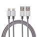 Lightning Cable, JJCall 2 Pack 3Feet (1 Meter) Nylon Braided Sync and Charging Cord for for Apple iPhone 7s/7/7plus, iPhone 6s/6/6plus,iPhone SE/5s/5c/5, iPad Air, iPad Mini, iPod(Gray)
