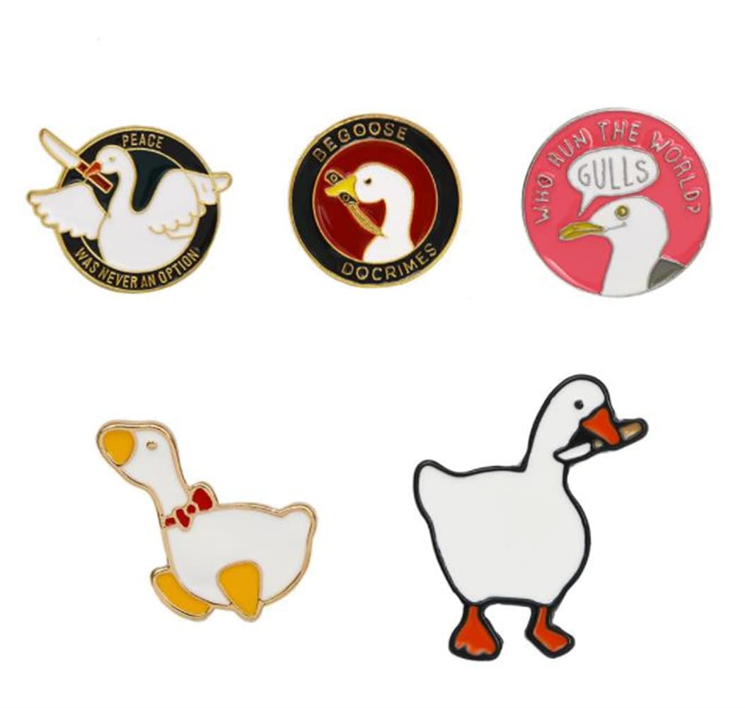 5PC Cute Enamel Pin Brooch Cartoon Animal White Goose Badges Funny Goose Pin Fashion Lapel Pins Decoration