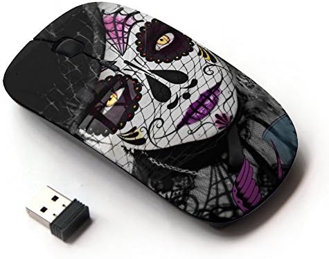 Planetar Colorful PrinTed Ultra-thin Wireless Optical 2.4Ghz Mouse - Black ( Fancy Stylish Candy Skull Wake )