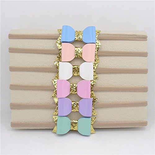 Mixed Colors 10pcs/lot Synthetic Leather Bow Headband Fashion Baby Pink White Grip Gold Glitter Bowknot Hairband Newborn Toddler Headband Acessories