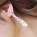 Grace Jun Luxury Bridal Rhinestone Clip on Earrings Non Piercing for Women Large Statement Earrings (Silver ear clip)
