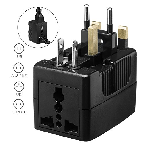 Yubi Power Universal Travel Adapter 2 Universal Sockets Covering More Than 150 Countries - US, UK, EU, AU - Black