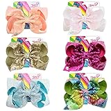 8 Inches JOJO Siwa Hair Bows Alligator Clips for Girls 6pcs Large Bows Hair Barrettes Accessories for Toddler Teens Kids