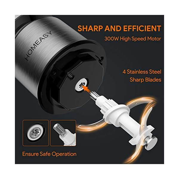 Mini Meat Grinder, Homeasy Mini Food Processor Food Grinder 600ml Stainless Steel Small Chopper for Salad, Sauces…