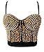Ecilu Women's Striking Burlesque Studded Rivet Dance B Cup Bustier Sport Bra
