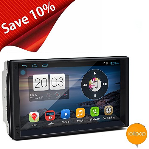 7'' Capacitive Screen Car Stereo 16GB ROM Android 5.1 Head Unit Intel Quad Core Double Din Touch Screen In Dash Radio Auto GPS Navigation with Bluetooth WiFi 1080p Video