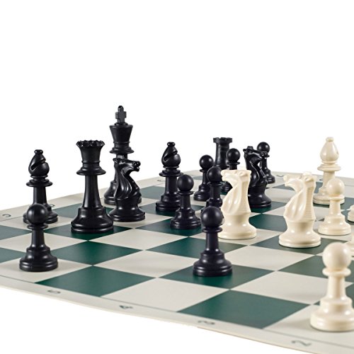 Heavy Tournament Triple Weighted Chess Set Combo - Forest Green