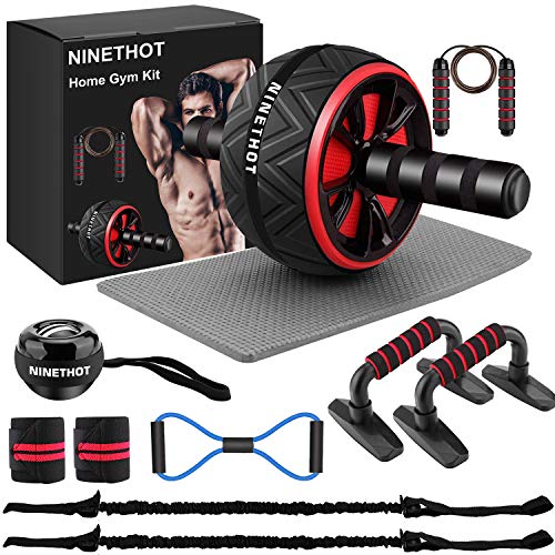 Home Gym Kit,Ab Roller Wheel with Knee Mat,Gyroscope Wrist Exerciser