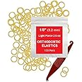 1/8 Inch Orthodontic Elastic Rubber Bands - 100 Pack, Natural, Light Force 2.5 oz - Dental Rubber Bands, Teeth Rubber Bands Gap Fixer, Dreadlock Rubber Bands, 1 Elastic Placer for Braces Included