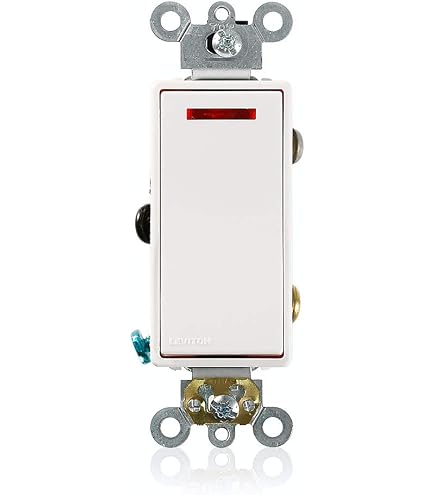 Leviton 1201-PLR 15 Amp 120 Volt Toggle Pilot Light Switch – Illuminated ON, Single-Pole, Self-Grounding, Red