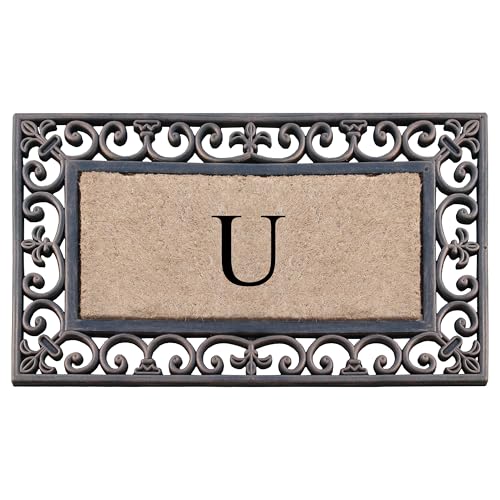 A1HC Natural Rubber & Coir 18x30, Monogrammed Doormat For Front Door, Anti-Shed…