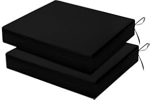 LOVTEX Outdoor Chair Cushions Set of 2, Outdoor Patio Chair Cushions with Ties,Waterproof Chair Cushions for Outdoor Furniture, 18.5 x 16 x 3 inch, Black