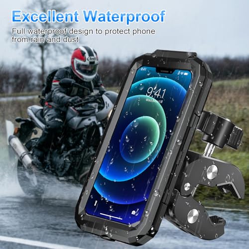 BTNEEU Universal Waterproof Motorcycle Phone Holder for Bike, Navigation Holder, Anti-Vibration, Mobile Phone Holder with 360° Rotation Touch Screen for 5.5 Inches-7.0 Inches Smartphone