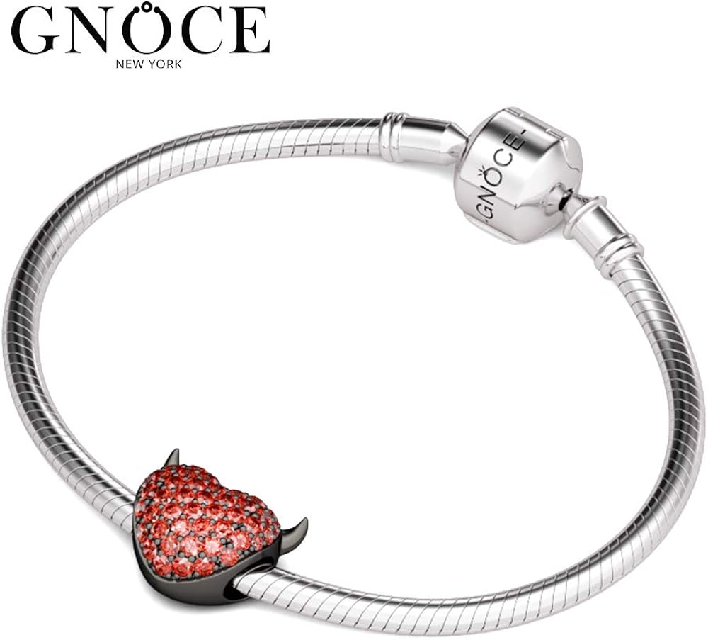 GNOCE "Devil with Kind Heart Charm 925 Sterling Silverl Lover Bead Charms with Garnet Stones for Women Fit All Bracelets Necklace Gift for her - Image 4